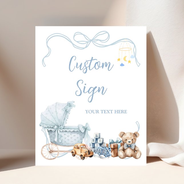Blue Coquette Carriage Baby Shower Custom Sign Poster (Skapare uppladdad)