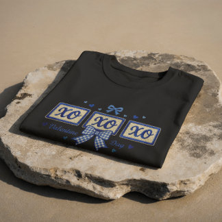 Blue Coquette Gingham Bow XOXO Valentine's Day T-S T Shirt