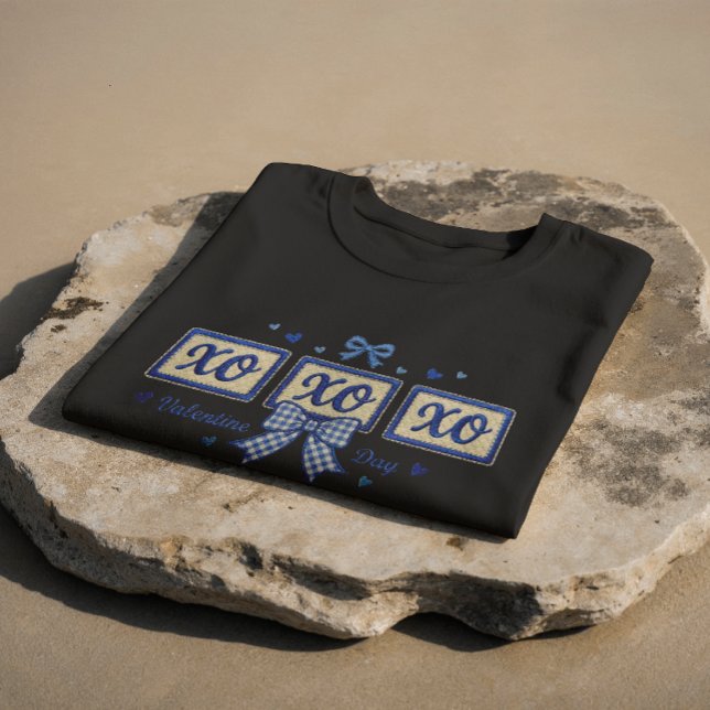 Blue Coquette Gingham Bow XOXO Valentine's Day T-S T Shirt (Skapare uppladdad)