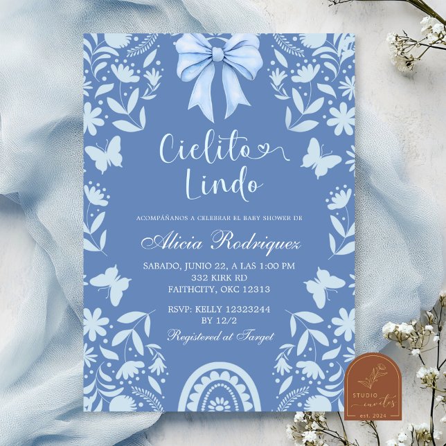 Blue Coquette Talavera Cielito Lindo Baby Shower Inbjudningar (Skapare uppladdad)
