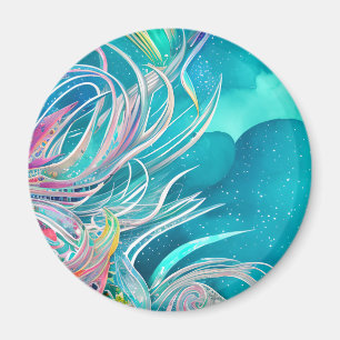 Blue Coral Beachy Abstrakt Art Magnet