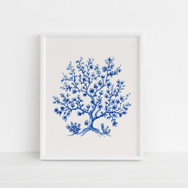 Blue Coral Gren - Kustblått på Beige Poster