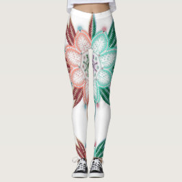 Blue Coral Mandala Flower Leggings