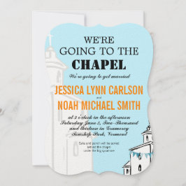 Blue Coral Retro Vi ska till Chapel Bröllop Inbjudningar