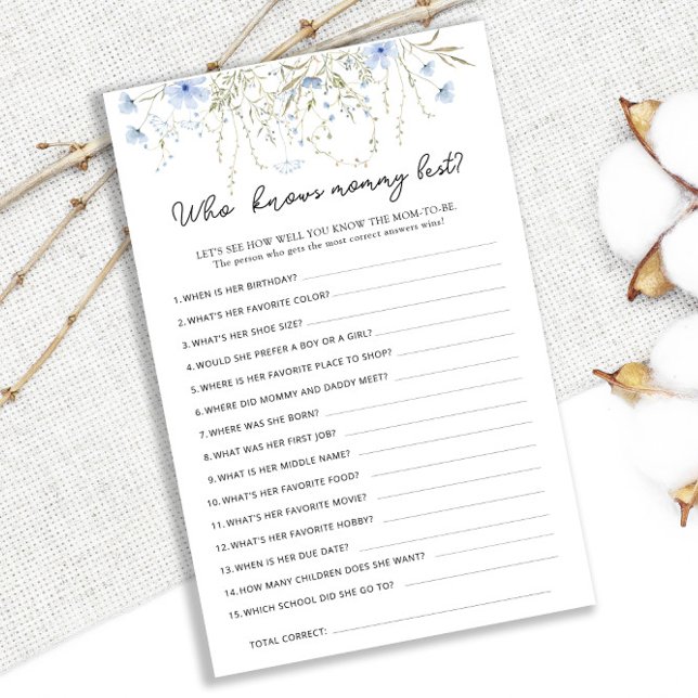 Blue Cornblomma Baby Shower som känner Mamma bäst (Skapare uppladdad)