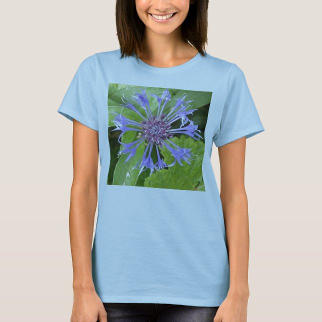 Blue Cornblomma Dam T Shirt (Framsida)