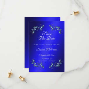 Blue Corner Gem Blommigt Jewels Birthday Spara Datumet