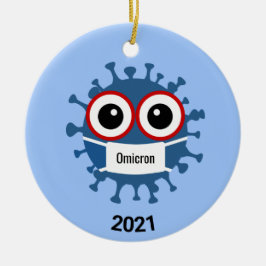 Blue Coronavirus Covid-19 Omikron variant Ornament