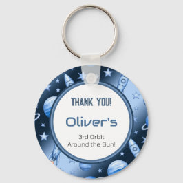 Blue Cosmic Celestial Rocket Odyssey Nyckelring