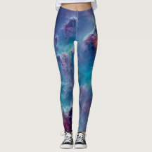 Blue Cosmic Nebula Universe Leggings
