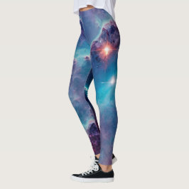 Blue Cosmic Nebula Universe Leggings
