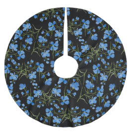 Blue Cosmos Flowers Julgransmatta Borstad Polyester