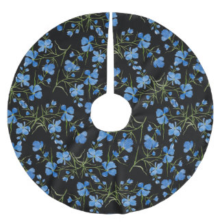Blue Cosmos Flowers Julgransmatta Borstad Polyester