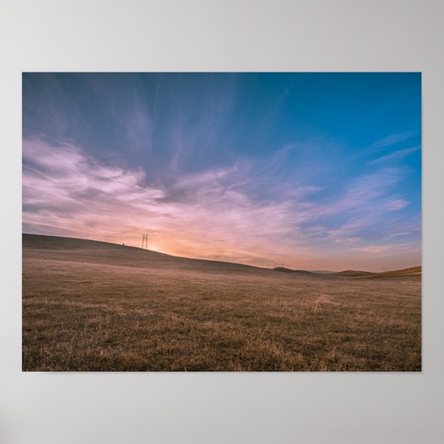 Blue Countryside Sunset Poster (Framsidan)