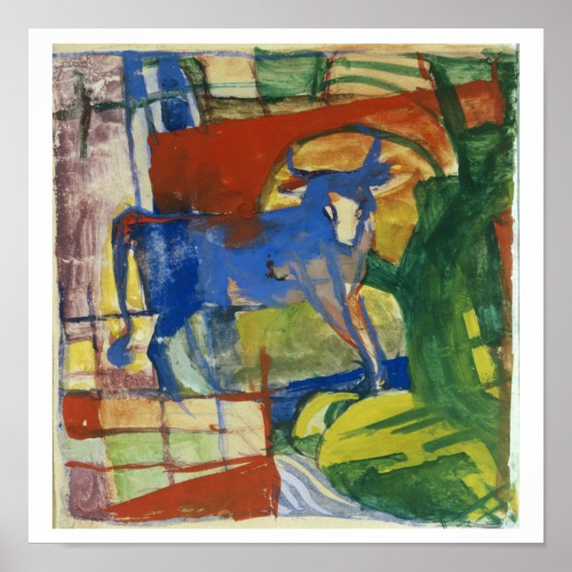 Blue Cow, 1914 (tempera on papper) Poster (Framsidan)
