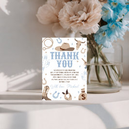 Blue Cowboy Western Thank You Card Inbjudningar