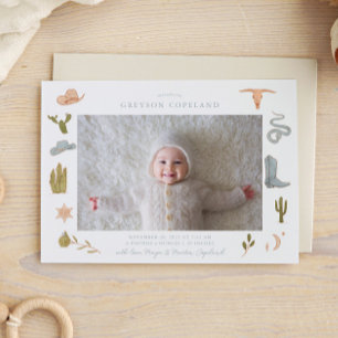 Blue Cowboys Baby Photo Birth Announcement Meddelande