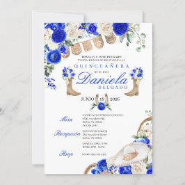 Blue Cowgirl Boots & Ropes Mariachi Quinceañera Inbjudningar