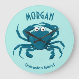Blue Crab Beach Round Kitchen Clock Stor Klocka