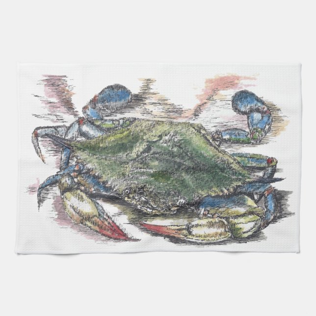 Blue Crab Kitchen Towel Kökshandduk (Horisontell)