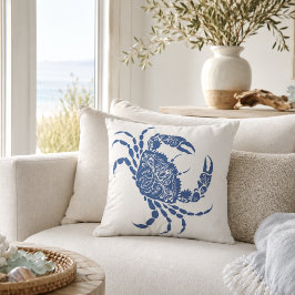 Blue Crab Mandala Coastal | Nautical Kudde