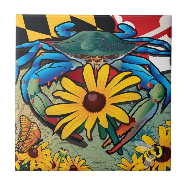 Blue Crab Maryland Black-eyed Susan Kakelplatta (Framsidan)