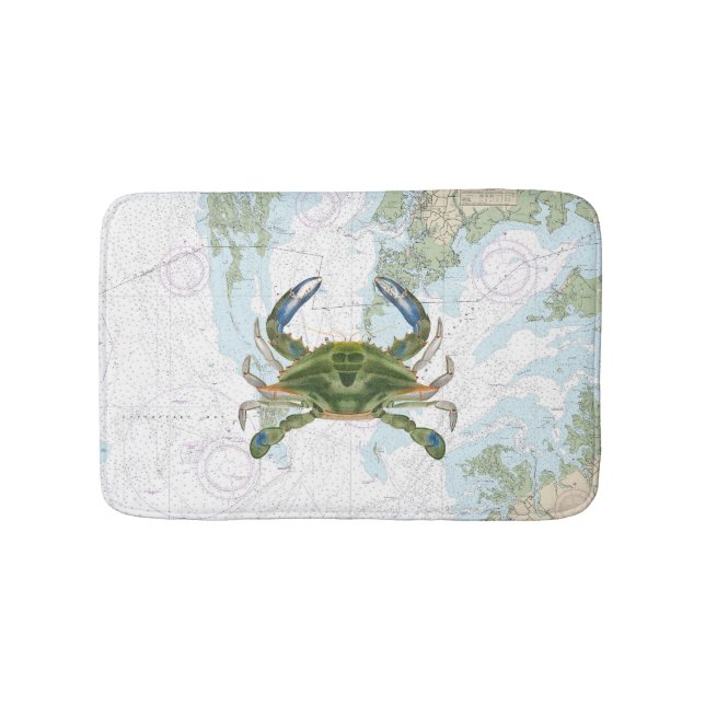 Blue Crab med Chesapeake Bay Nautical Chart Badrumsmatta (Framsidan)