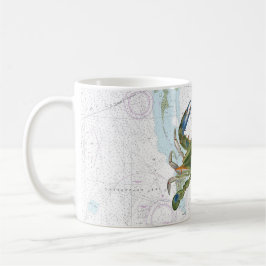 Blue Crab med Chesapeake Bay Nautical Chart Kaffemugg