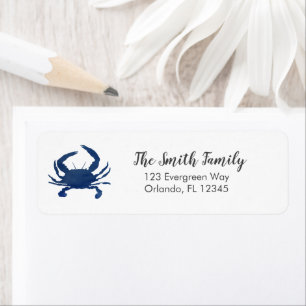 Blue Crab Ocean Painting Art Adress Returadress Etikett