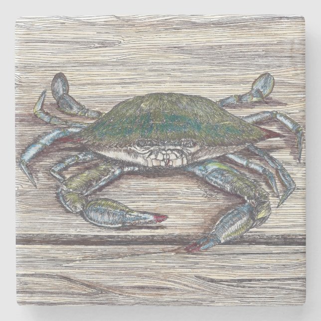 Blue Crab on Dock Stone Underlägg (Framsidan)