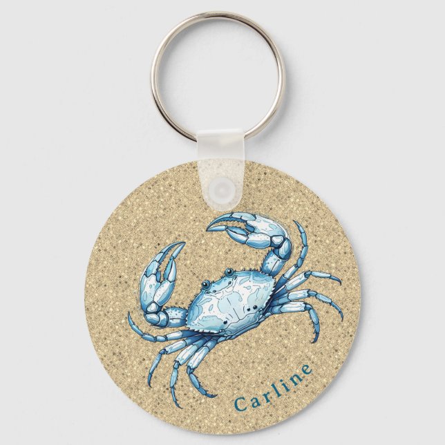 Blue Crab on Sandy Background Nyckelring (Framsida)