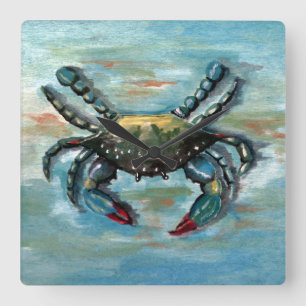 Blue Crab på Blue Fyrkantig Klocka