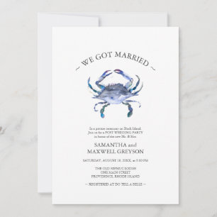 Blue Crab Post Beach Wedding Party Inbjudningar
