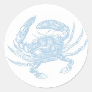 Blue Crab Sticker Runt Klistermärke