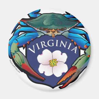 Blue Crab Virginia Dogwood Blommar Vapensköld Magnet