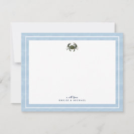 Blue Crab Watercolor Custom Stationery Anteckningskort