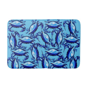 Blue Crabs Beach House Bathroom Bath Mat Badrumsmatta