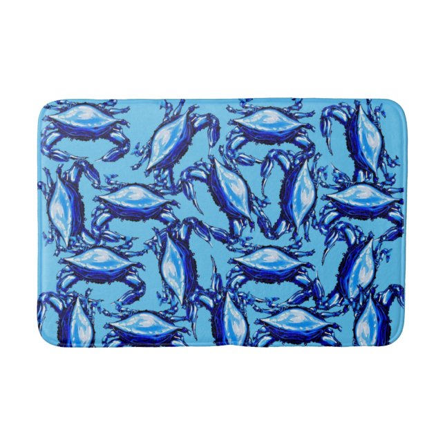 Blue Crabs Beach House Bathroom Bath Mat Badrumsmatta (Framsidan)