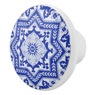 Blue Cracks Ceramic Stil Azulejo Vintage Knopp