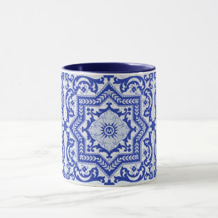 Blue Cracks Ceramic Stil Azulejo Vintage Mugg