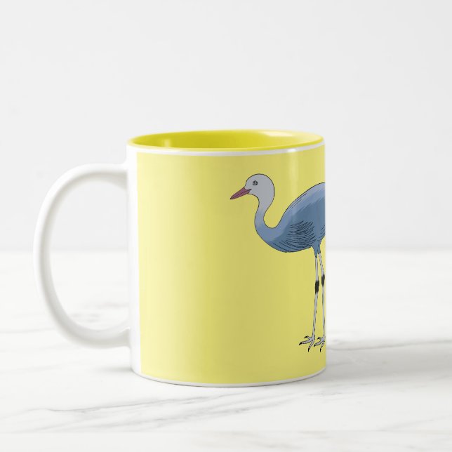 Blue crane bird cartoon illustration  Två-Tonad mugg (Vänster)