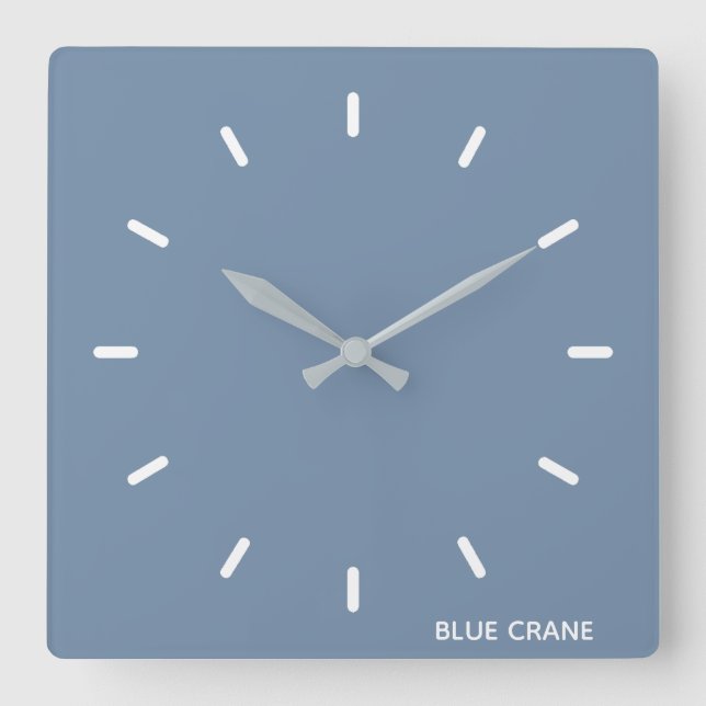 Blue Crane Blue färg namn Fyrkantig Klocka (Framsida)