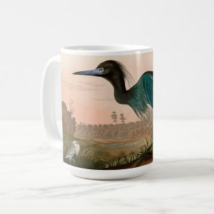 Blue Crane eller Heron Birds of America Audubon Pr Kaffemugg