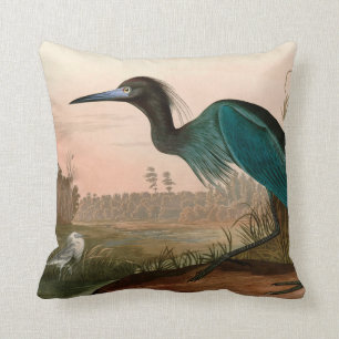 Blue Crane eller Heron Birds of America Audubon Pr Kudde