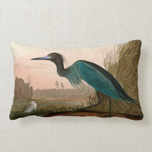 Blue Crane eller Heron Birds of America Audubon Pr Lumbarkudde