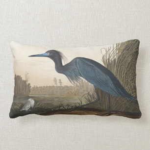 Blue Crane eller Heron från fåglar i Amerika Lumbarkudde