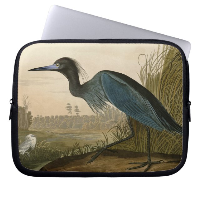 Blue Crane Heron Audubon Painting Laptop Fodral (Framsidan)