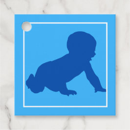Blue Crawling Baby Shower Gåvor Etiketter