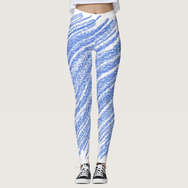 Blue Crayon Stil Artwork Leggings (Framsida)