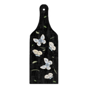 Blue & Cream Butterflies in Dreamy Flight Black